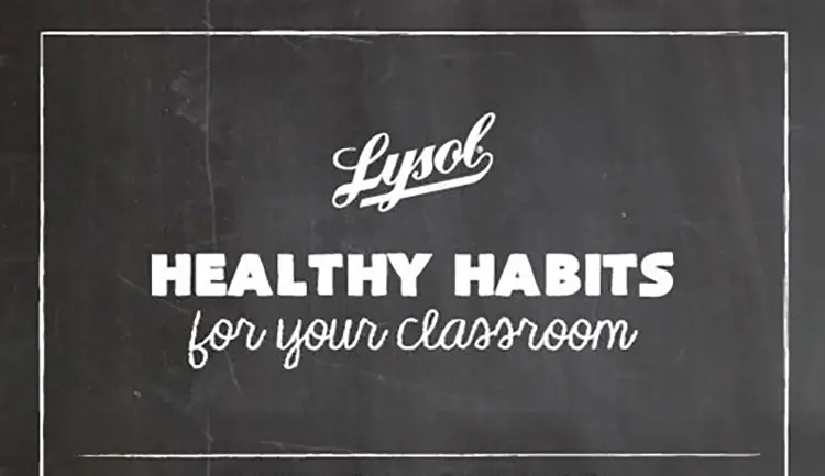 Text says "Lysol Healthy Habits for your classroom"