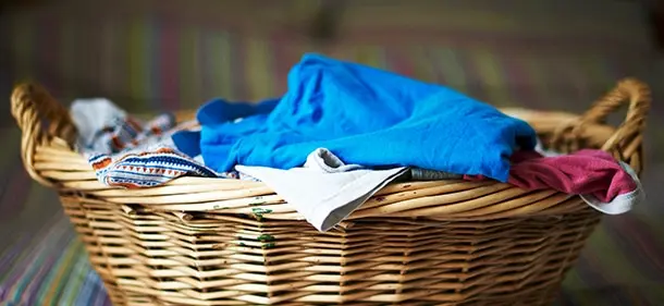 Basket of unfolded laundry