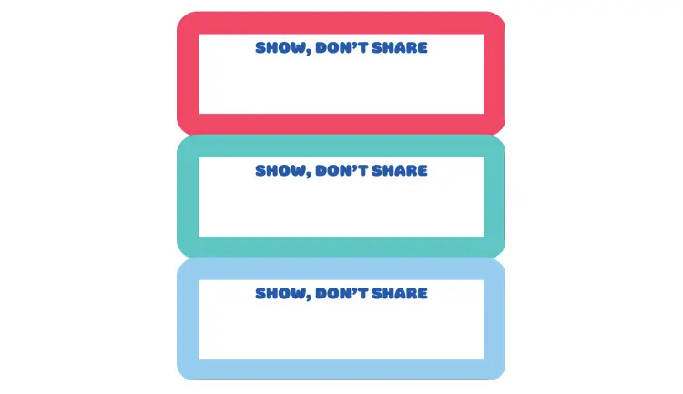 Sticker templates for childrens belongings saying "show, don't share"