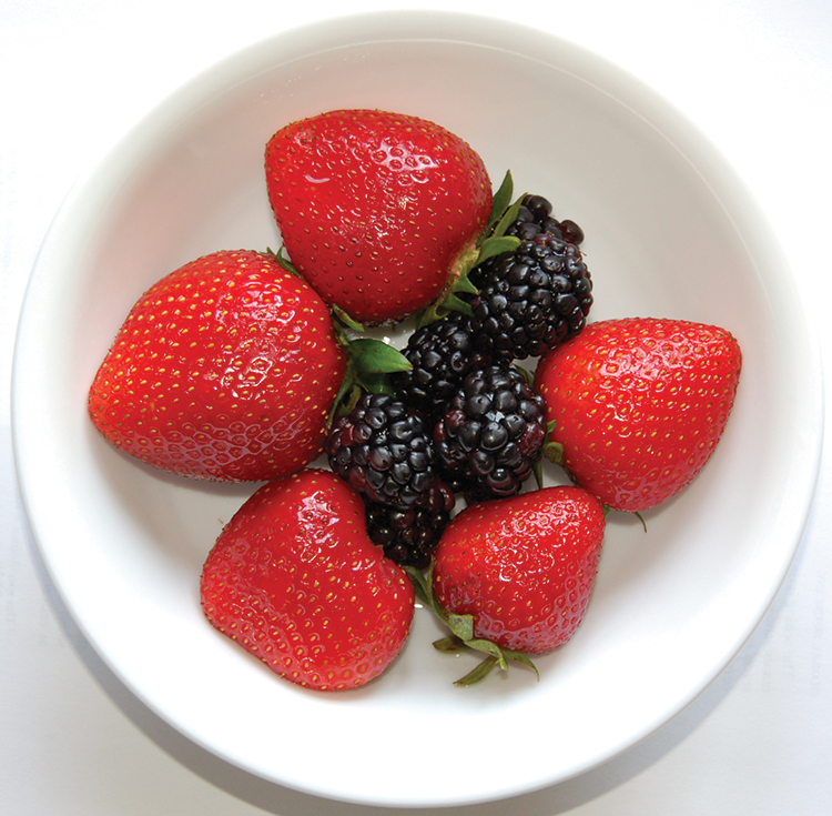 bowl of strawberries and blackberries