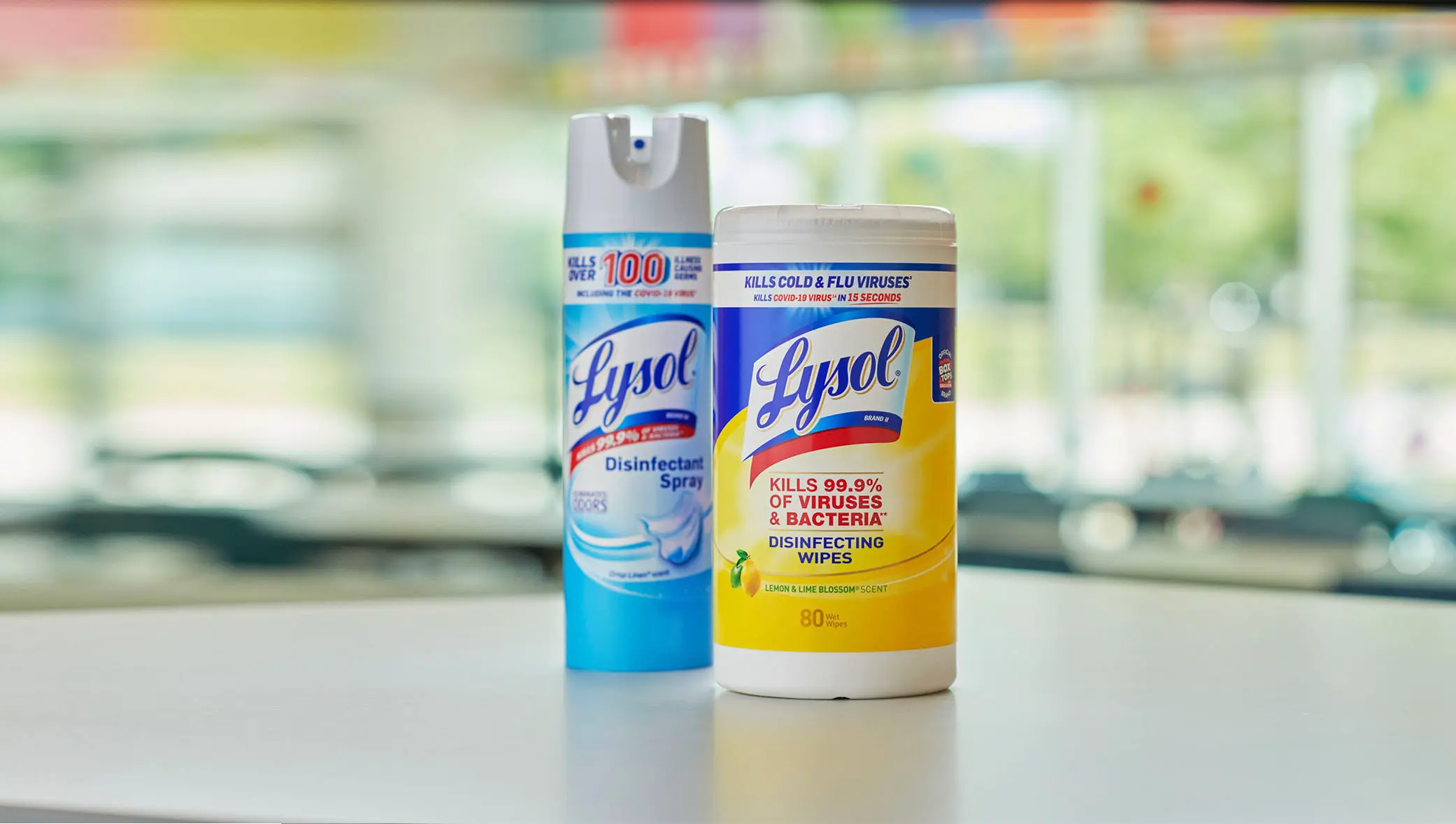 A vector based grid with a pinpoint representing the Lysol Germcast App and a Lysol logo above