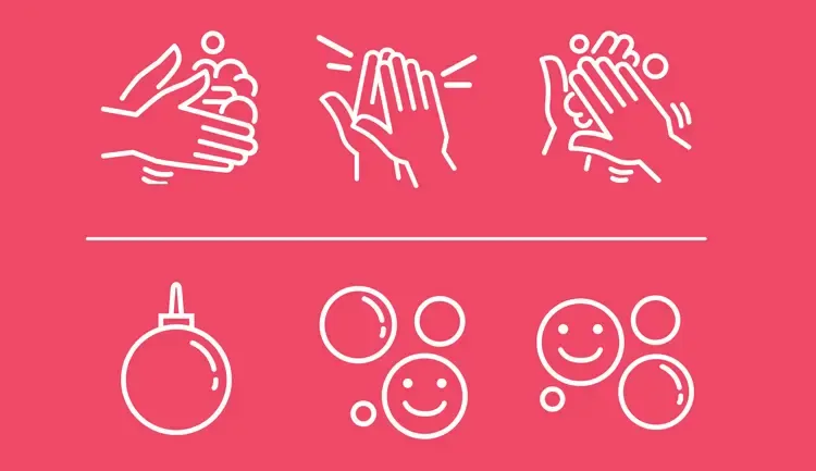 Cartoon spot the difference puzzle encouraging children to wash hands properly