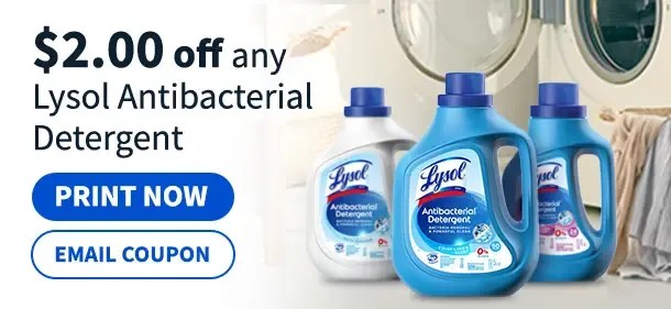 $2.00 off any Lysol Antibacterial Detergent. Click on image to print coupon.