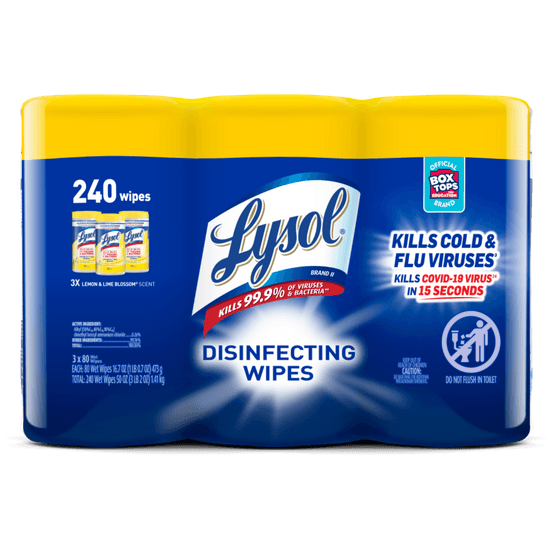 LYSOL® Disinfecting Wipes - Lemon & Lime Blossom® 3x80 ct.