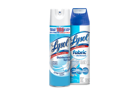 Two Lysol disinfectant sprays